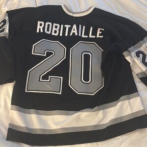 1993 LOS ANGELES KINGS Luc Robitaille NHL Home Black Hockey Jersey - Fight Strap